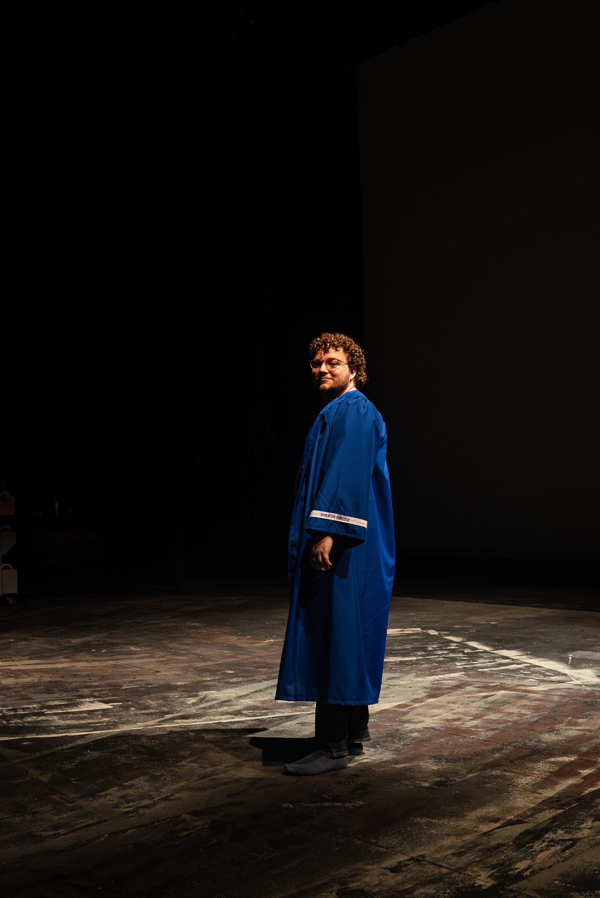 Portrait on the painted stage floor
