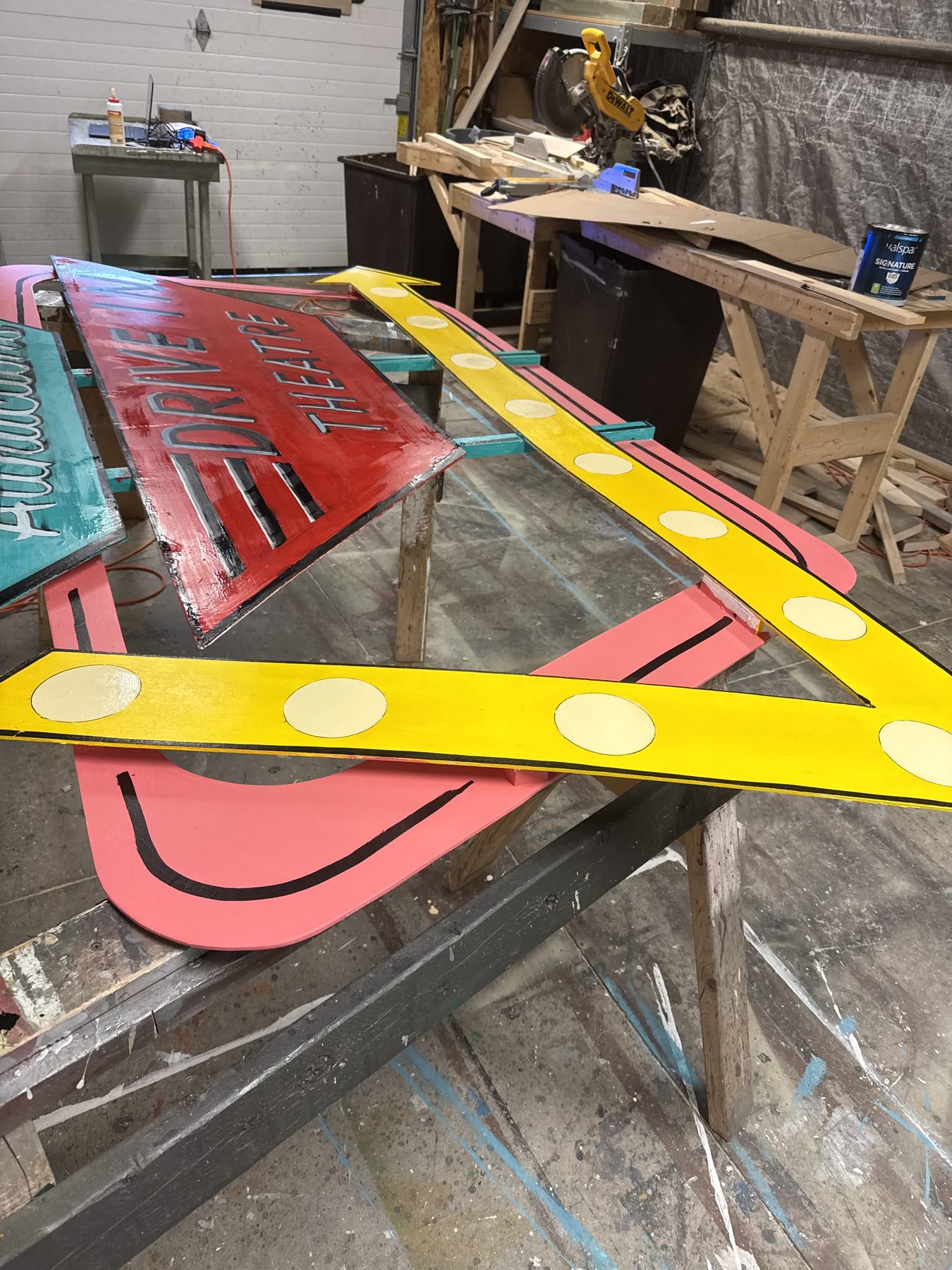 Painting the drive-in sign